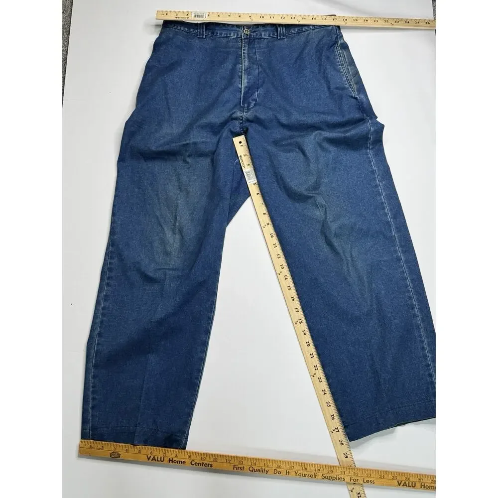 Tommy Hilfiger Vintage Mens 34x32 Blue Cotton Pants Pleated Baggy 90s